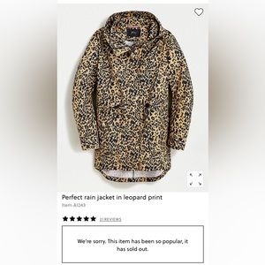J.Crew Perfect rain jacket in leopard print
